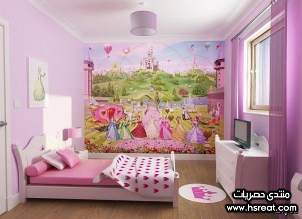 غرفة نوم بخلفية الاميرات.jpg