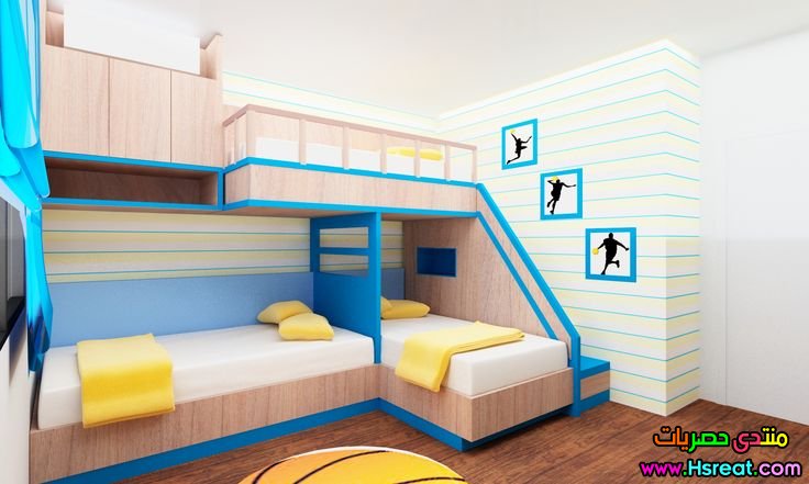 تصاميم ديكور غرف نوم ثلاث سراير للولاد جميلة وعملية