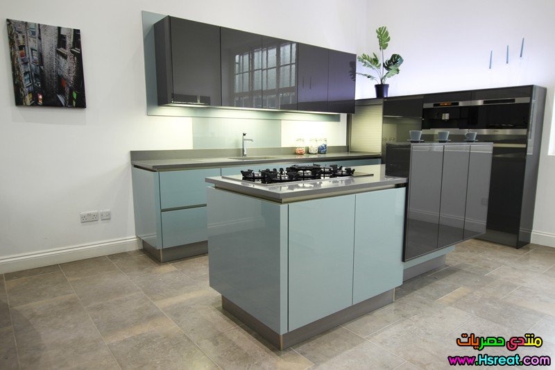 5. Steel Blue High Gloss Acrylic Kitchen Island.jpg